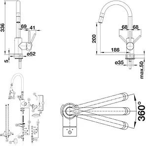 Смеситель для кухни с выдвижным изливом Blanco Mida-S хром 521454, 2