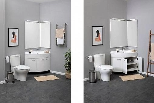 Тумба-умывальник напольная Aquanet Корнер 89 R белый 00158825+00158989