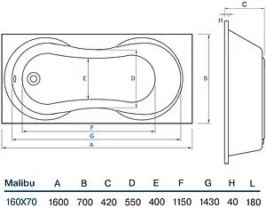 Ванна акриловая Koller Pool Malibu 160х70 Ванна акриловая Koller Pool Malibu 160х70, 2