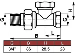 Вентиль запорный прямой ¾" в/н Comap 429206 Вентиль запорный прямой ¾" в/н Comap 429206, 2