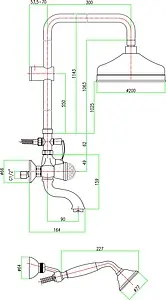Душевая система со смесителем для ванны Fiore XT Sky хром 17CR0615 Душевая система со смесителем для ванны Fiore XT Sky хром 17CR0615, 2