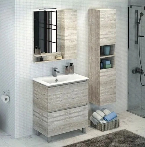 Шкаф-зеркало Comforty Верона 75 R дуб белый 00004137100CF