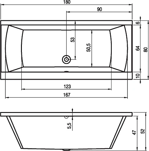 Ванна акриловая Riho JULIA 180x80 B025001005