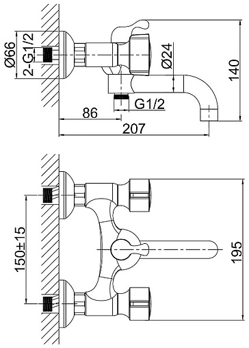 Смеситель для ванны D&amp;K Hessen Torhall хром DA1413241