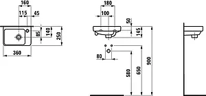 Раковина Laufen Pro 48 белый 8.1596.0.000.104.1, 2