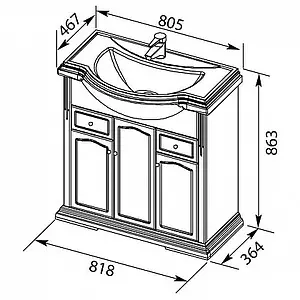 Тумба под умывальник напольная Aquanet Классик 80 белый 00200883, 2