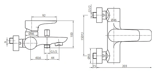 Смеситель для ванны Damixa Origin Top хром 831000000