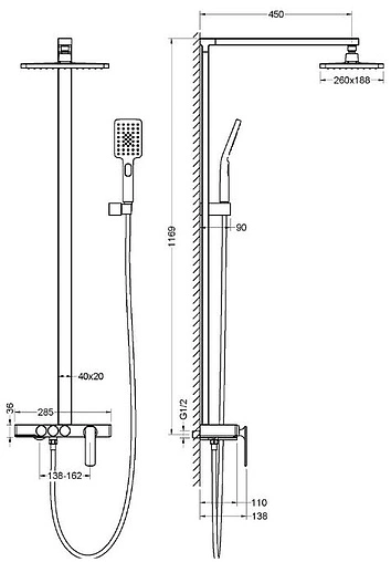 Душевая система со смесителем для душа Timo Torne чёрный матовый SX-4310/03