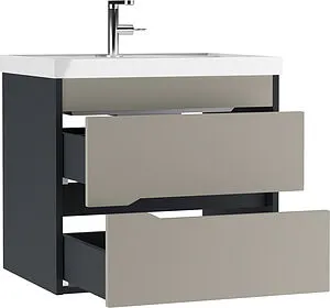 Тумба-умывальник подвесная Домино Karat 60 серый тауп DK3215T+4627173210164, 3