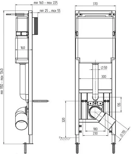 Инсталляция для подвесного унитаза Set 3 в 1 Ани Пласт WCP2430 с кнопкой черный матовый Инсталляция для подвесного унитаза Set 3 в 1 Ани Пласт WCP2430 с кнопкой черный матовый