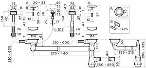 Сифон бутылочный для двойной мойки с переливом Omoikiri WK-2-A-LG 4956495 Сифон бутылочный для двойной мойки с переливом Omoikiri WK-2-A-LG 4956495, 2