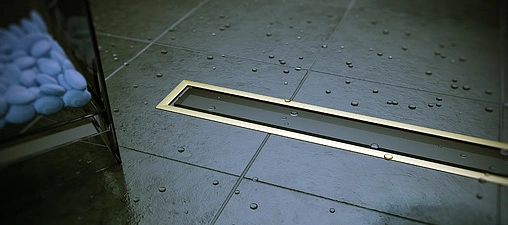 Лоток душевой Set 650мм h=52мм 0.8л/сек Pestan Confluo Premium Gold Black Glass Line 650 13100097