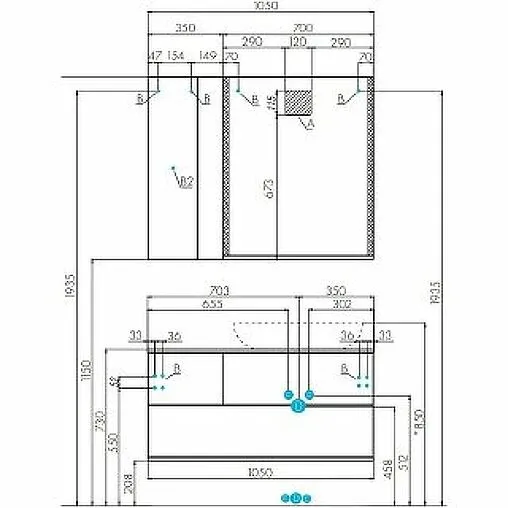 Тумба-умывальник подвесная Aquaton Терра 105 дуб кантри/антрацит 1A2469K2TEKA0