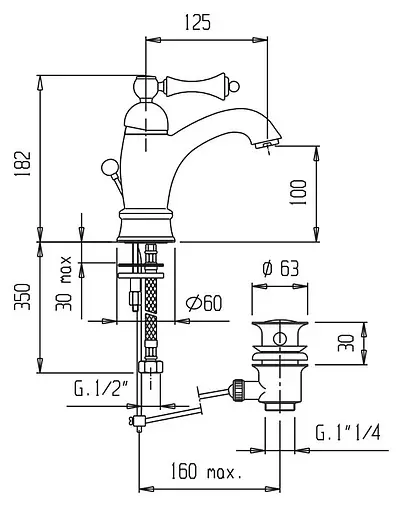 Смеситель для раковины Cezares Margot бронза/белый MARGOT-LSM1-A-02-Bi