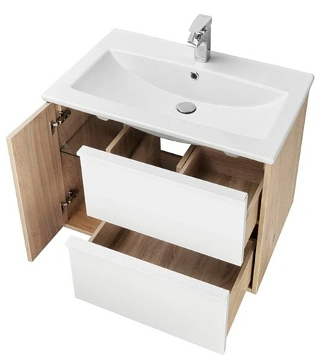 Тумба-умывальник подвесная Aquaton Бостон 70 дуб эврика/белый 1A2526K1BN010