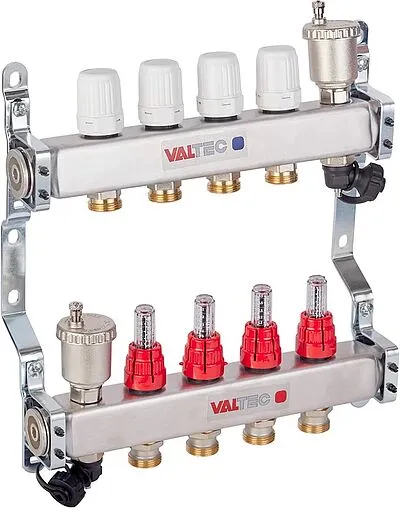 Группа коллекторная с расходомерами 4 отвода 1&quot;в/в x ¾&quot;ек Valtec VTc.586.EMNX.0604