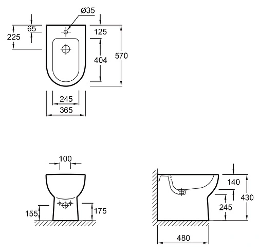 Биде напольное Jacob Delafon Odeon Up белый E4738-00