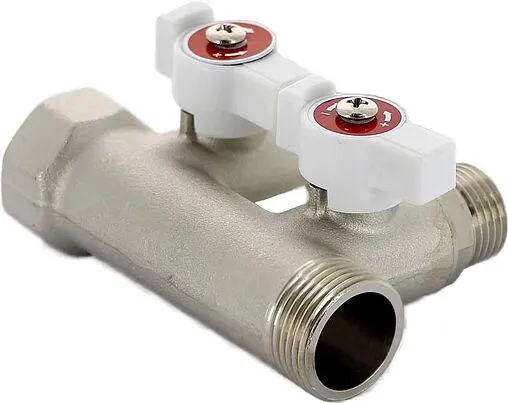 Коллектор запорный проходной 2 отвода ¾"в/н x ½"к Uni-fitt 420N3220 Коллектор запорный проходной 2 отвода ¾"в/н x ½"к Uni-fitt 420N3220