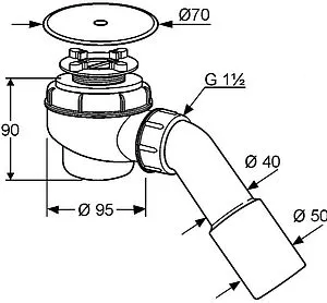 Сифон для душевого поддона Kludi хром 2105205-00 Сифон для душевого поддона Kludi хром 2105205-00, 2