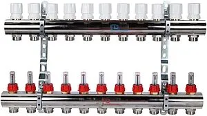 Группа коллекторная с расходомерами 11 отводов 1&quot;в/в x ¾&quot;ек Luxor CD 473M/11 15652711MN, 1