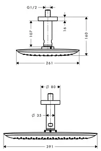 Лейка верхнего душа с потолочным креплением Hansgrohe PuraVida 400 1jet хром 27390000 Лейка верхнего душа с потолочным креплением Hansgrohe PuraVida 400 1jet хром 27390000, 2