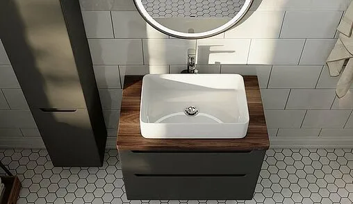 Тумба под умывальник подвесная Jorno Wood 80 серый wood.01.80/P/GR Тумба под умывальник подвесная Jorno Wood 80 серый wood.01.80/P/GR