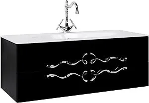 Тумба-умывальник подвесная Clarberg Due Amanti Т12/BLK 120 чёрный DUE0112BLK+DUER8CR+El.12.04.D Тумба-умывальник подвесная Clarberg Due Amanti Т12/BLK 120 чёрный DUE0112BLK+DUER8CR+El.12.04.D, 1