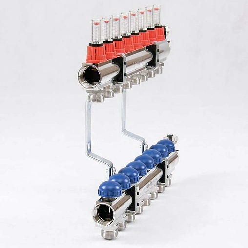 Группа коллекторная с расходомерами 8 отводов 1&quot;в/в x ¾&quot;ек Uni-fitt 440E4308