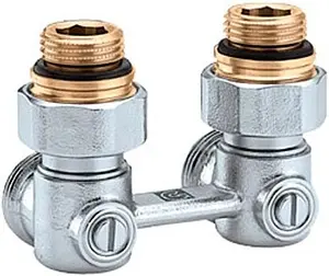 Узел нижнего подключения радиатора угловой ¾&quot;ек x ¾&quot;ек (½&quot;н) Arco Lockshield 7940, 1