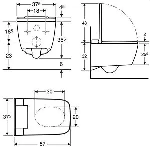Унитаз подвесной безободковый Kerama Marazzi Plaza Modern Tornado белый PLV.wc.02\WHT, 2