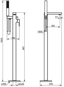 Смеситель для ванны напольный Damixa Gala чёрный матовый 535000300 Смеситель для ванны напольный Damixa Gala чёрный матовый 535000300, 2