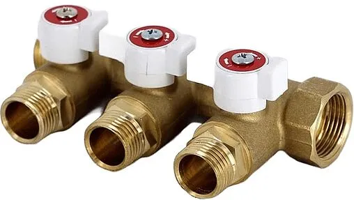 Коллектор запорный проходной 3 отвода ¾&quot;в/н x ½&quot;н Uni-fitt 420G3230