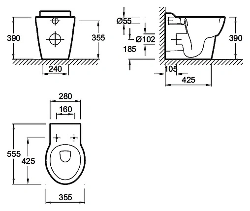 Унитаз приставной Jacob Delafon Ove белый E1584-00