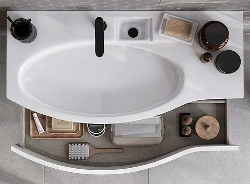 Тумба-умывальник подвесная Kerama Marazzi Riva 100 L белый RV.100LhWHT.M+RV.wb.100Lh