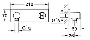 Шланговое подключение с держателем Grohe Grohtherm F хром 27621000, 2