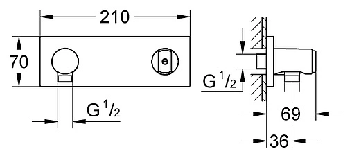Шланговое подключение с держателем Grohe Grohtherm F хром 27621000