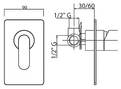 Смеситель для душа скрытого монтажа Cezares Heaven хром HEAVEN-DIM-01-Cr