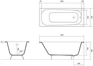 Ванна чугунная Aquatek Сигма 150х70 AQ8850F-00 Ванна чугунная Aquatek Сигма 150х70 AQ8850F-00, 2