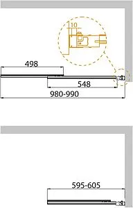 Шторка на ванну 1000мм рифленое стекло Cezares Slider 100 SLIDER-VF-11-100/150-P-Cr, 2