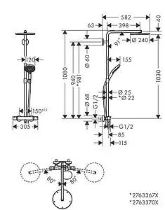 Душевая система с термостатом для душа Hansgrohe Raindance Select S 240 1jet PowderRain белый матовый 27633700 Душевая система с термостатом для душа Hansgrohe Raindance Select S 240 1jet PowderRain белый матовый 27633700, 2