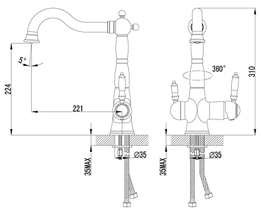 Смеситель для кухни с подключением к фильтру Lemark Comfort хром LM3065C