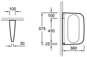 Перегородка для писсуара Jacob Delafon белый E1599-00, 2