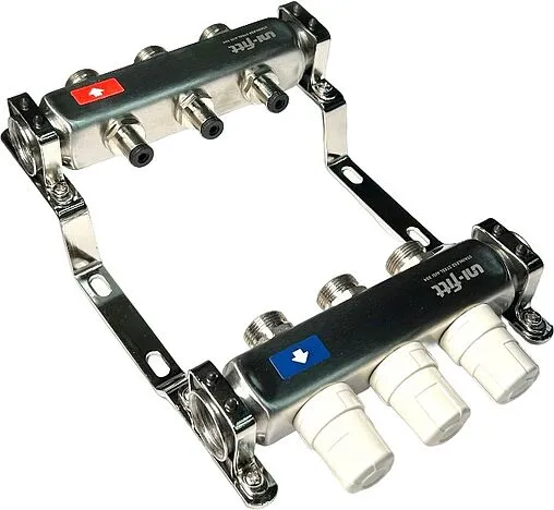 Группа коллекторная без расходомеров 3 отвода 1&quot;в/в x ¾&quot;ек Uni-fitt OPTIMAL 451B4303.RU