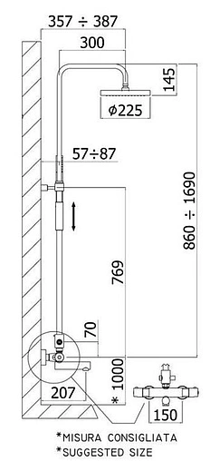 Душевая система с термостатом для ванны Paffoni Birillo хром ZCOL721LIQCR