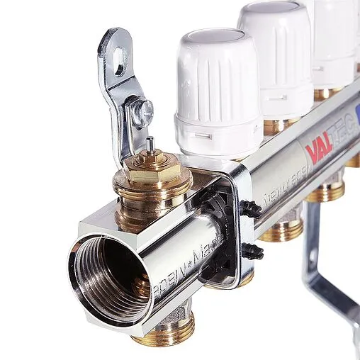 Группа коллекторная без расходомеров 9 отводов 1&quot;в/в x ¾&quot;ек Valtec VTc.594.EMNX.0609