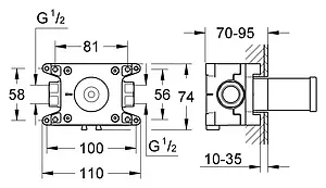 Скрытая часть переключающего вентиля Grohe 35028000, 2