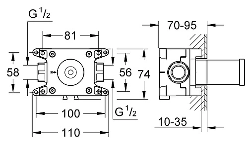 Скрытая часть переключающего вентиля Grohe 35028000