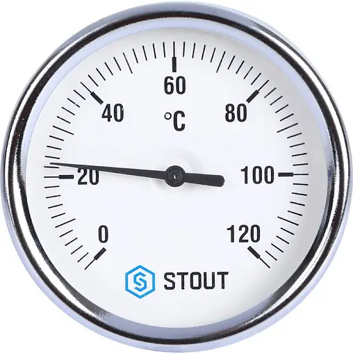 Термометр биметаллический Stout 80мм 120°С гильза 100мм ½&quot; SIM-0001-801015