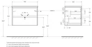 Тумба под умывальник подвесная BelBagno KRAFT 70 Cemento Grigio KRAFT-700-2C-SO-CG Тумба под умывальник подвесная BelBagno KRAFT 70 Cemento Grigio KRAFT-700-2C-SO-CG, 2