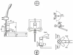 Комплект для ванны 2 в 1 Bravat Eco хром F00414C Комплект для ванны 2 в 1 Bravat Eco хром F00414C, 2